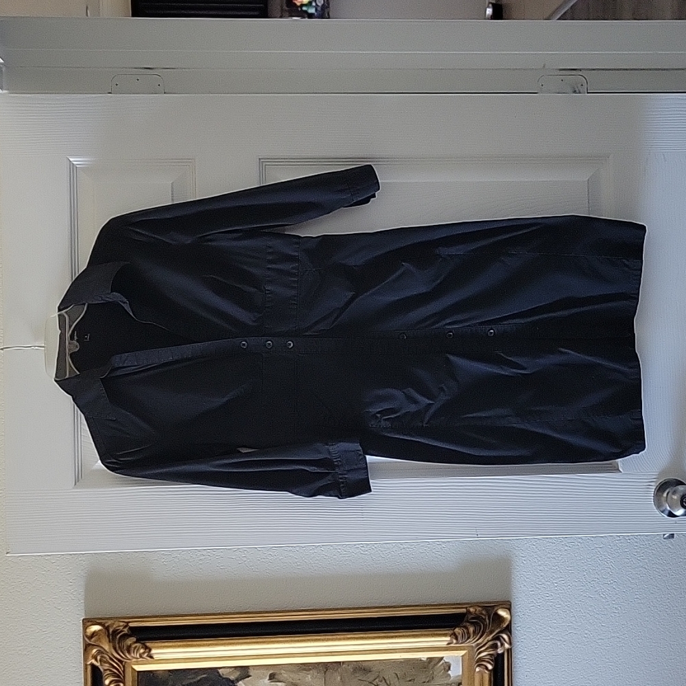 Black Express dress shirt-styled fitted dress